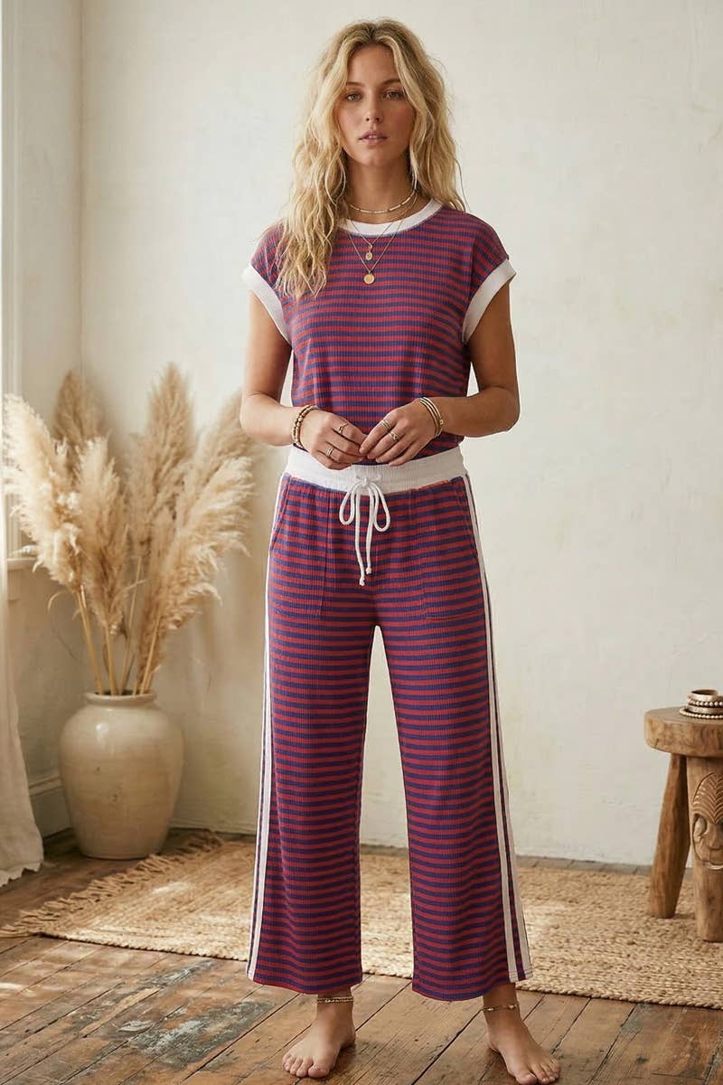 Lightweight Ribbed Striped 4th of July Lounge Set