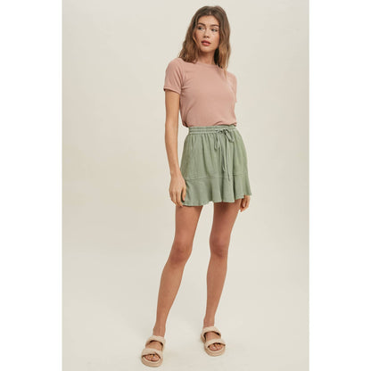 RIBBED KNIT BASIC T-SHIRT / WL18-1714