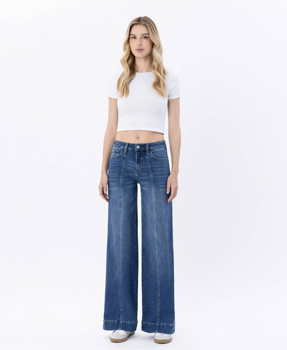 HIGH RISE TROUSER HEM WIDE LEG JEANS LV1753