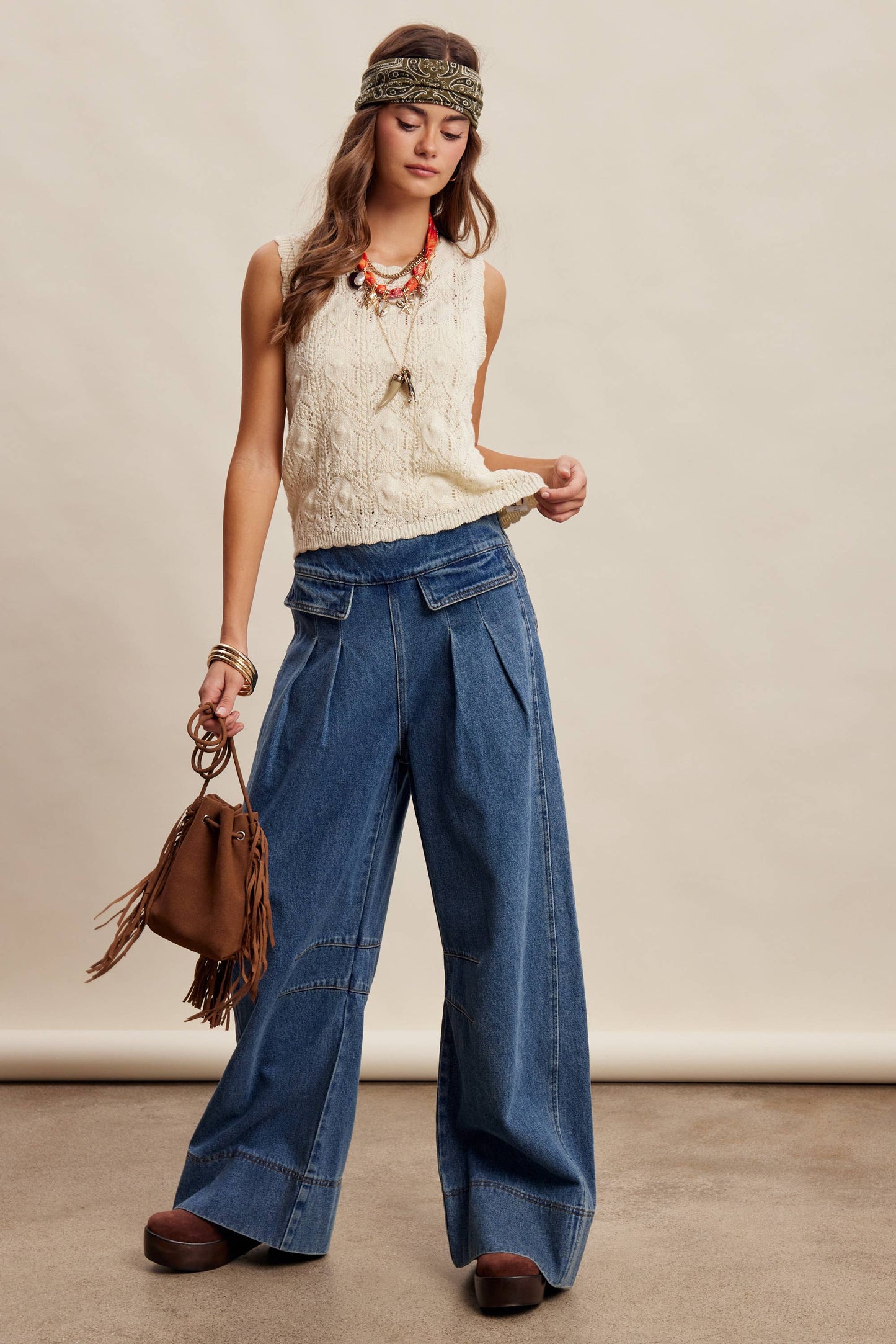 Reversible Pointelle Knit Vest Top LSW1049