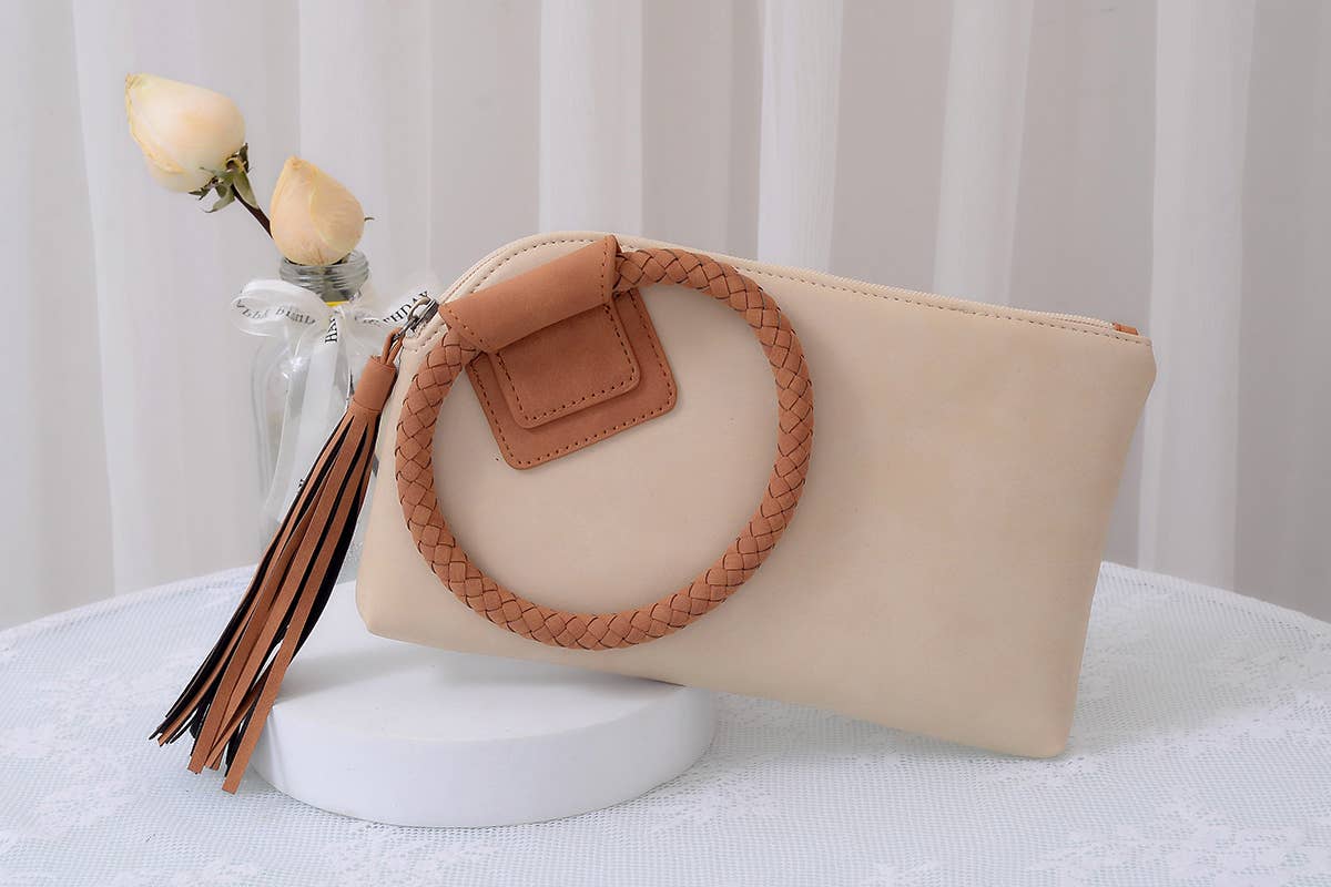 BP204 Fashion Cuff Handle Tassel Wristlet Clutch