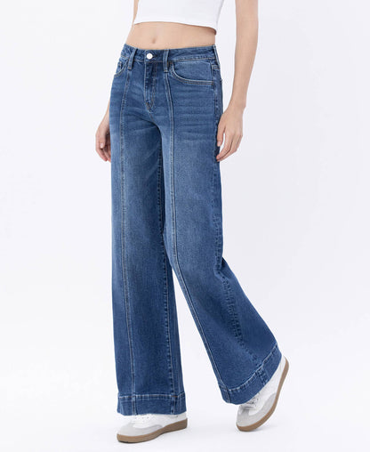 HIGH RISE TROUSER HEM WIDE LEG JEANS LV1753