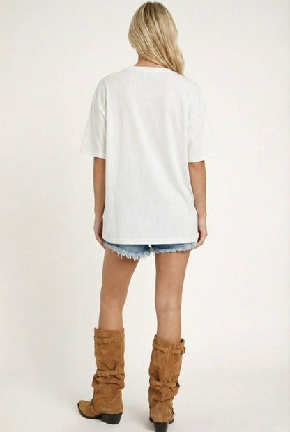 Mixed-Media Studded USA Graphic Tee