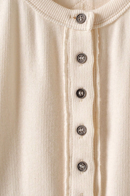 Raw Edge Ribbed Henley Tank