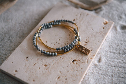 Gemstone and Gold Plated Triple Wrap Bracelets Holiday Gift