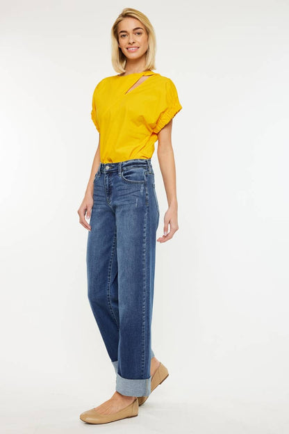 OPEN PACK HIGH RISE WIDE LEG JEANS-KC20083M