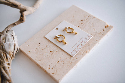 Seaside Glow Gold Ball Hoop Earrings - Stainless Steel