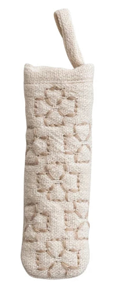Cotton Pot Handle Cover with Embroidered Pattern & Loop