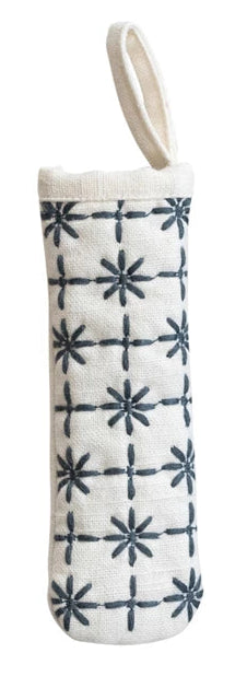 Cotton Pot Handle Cover with Embroidered Pattern & Loop