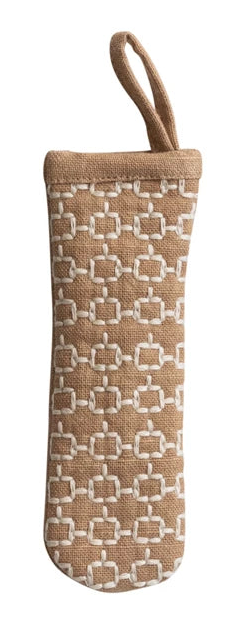 Cotton Pot Handle Cover with Embroidered Pattern & Loop