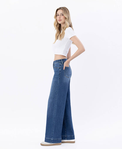 HIGH RISE TROUSER HEM WIDE LEG JEANS LV1753