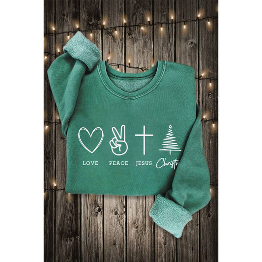 LOVE PEACE JESUS CHIRSTMAS MINERAL GRAPHIC SWEATSHIRTS