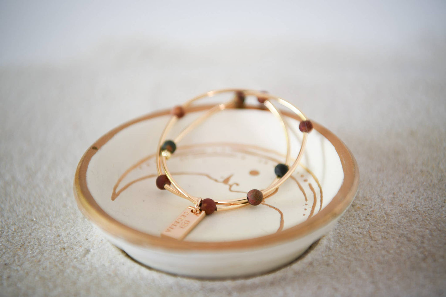 Gemstone and Gold Tube Double Wrap Bracelets