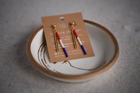 4th of July Seed Bead Earrings Hoop Earrings Gold Earrings