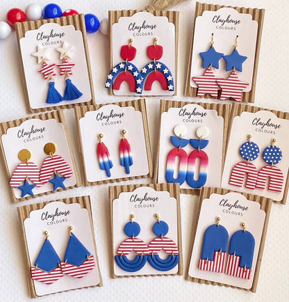 Red, White & Blue Clay Earrings 