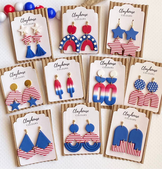 Red, White & Blue Clay Earrings 