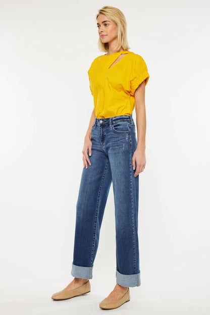 OPEN PACK HIGH RISE WIDE LEG JEANS-KC20083M