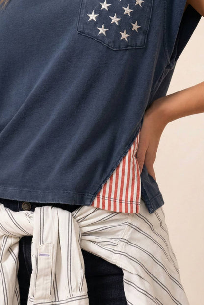 250th USA star pocket stripe side tank