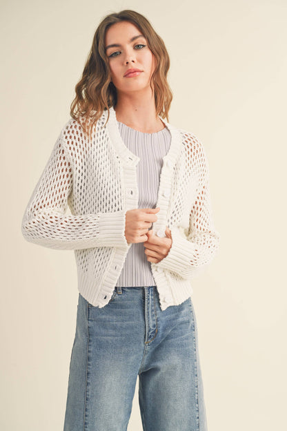 J2844  CROCHET KNITTED BUTTONDOWN CARDIGAN