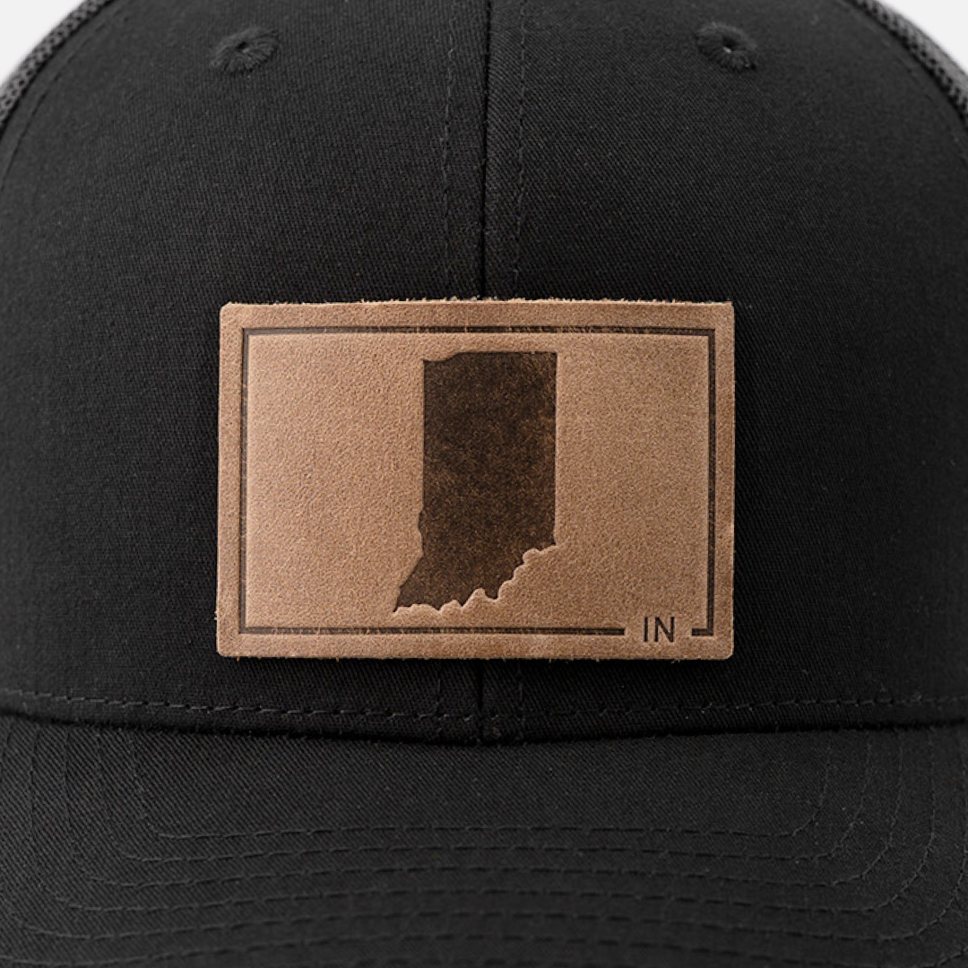Indiana Silhouette Hat | Leather Patch Trucker Hat