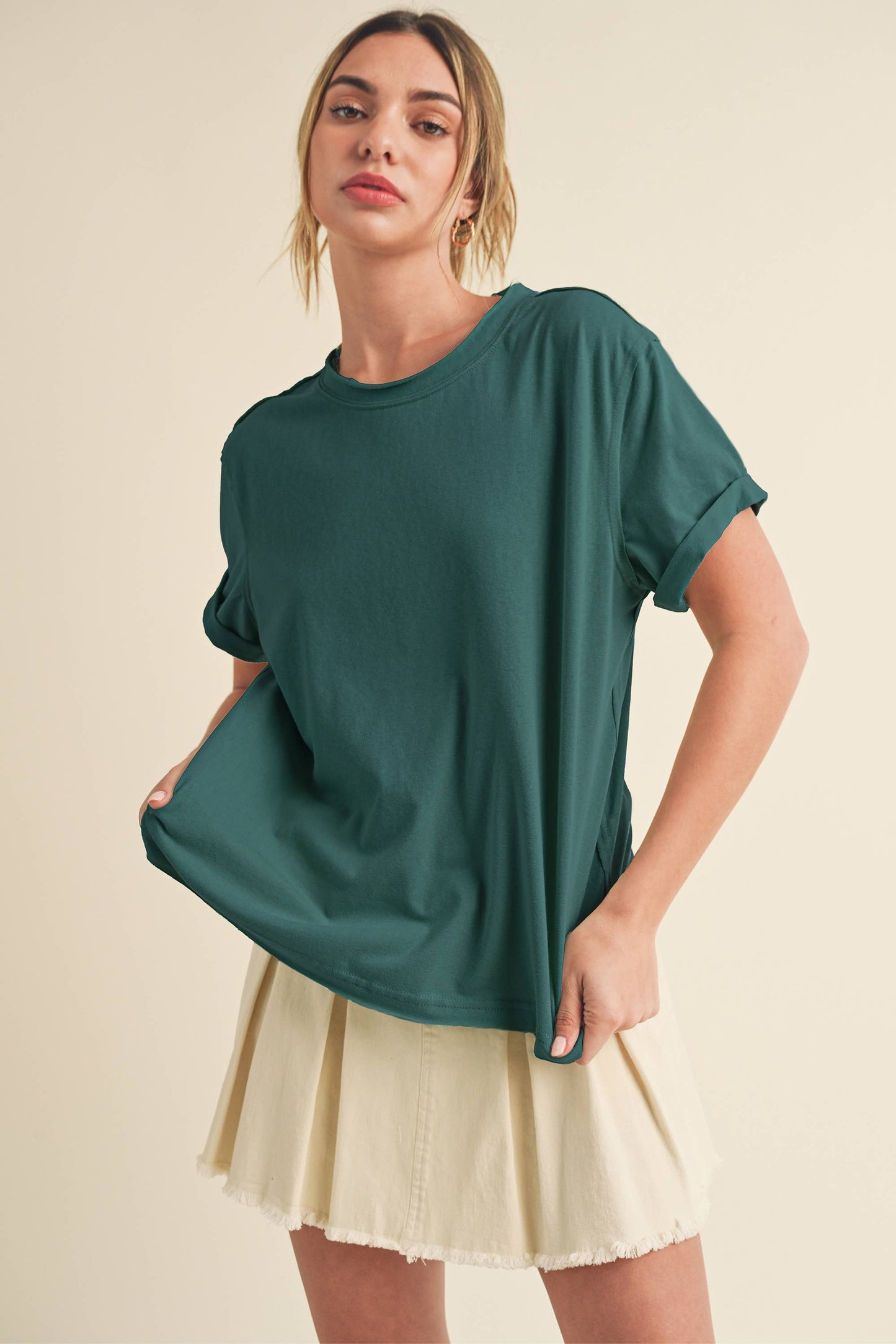 8314DN Mali Baby Tee Short Sleeve Top: White / Contemporary / S