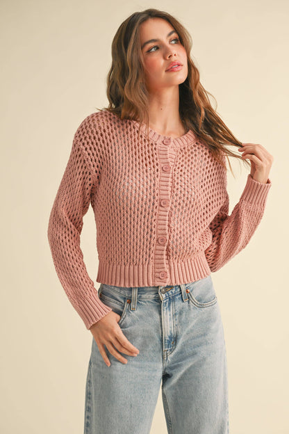 J2844  CROCHET KNITTED BUTTONDOWN CARDIGAN