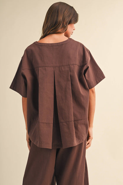 IST6073 RELAXED FIT TOP AND WIDE LEG CROPPED PANTS SET