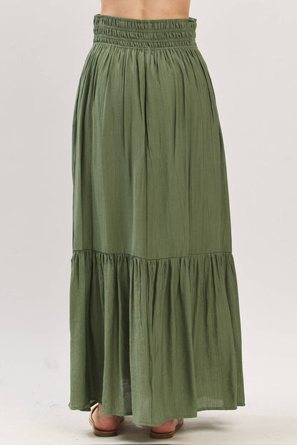 Tiered Center Slit Maxi Skirt - VS3399A