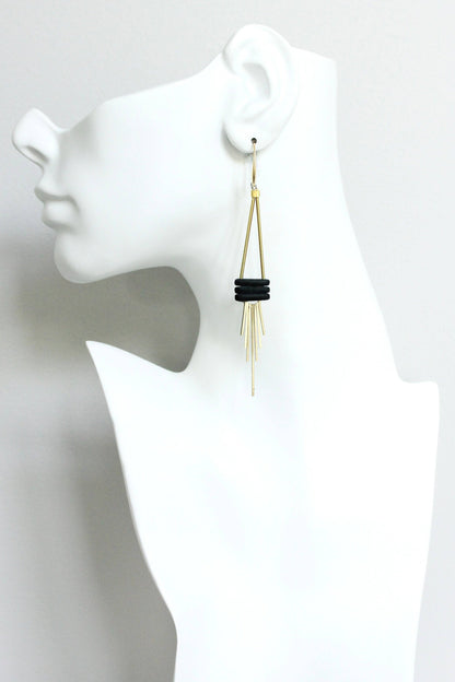JLTE73 matte black glass geometric earrings