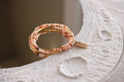 Gemstone and Gold Plated Triple Wrap Bracelets Holiday Gift