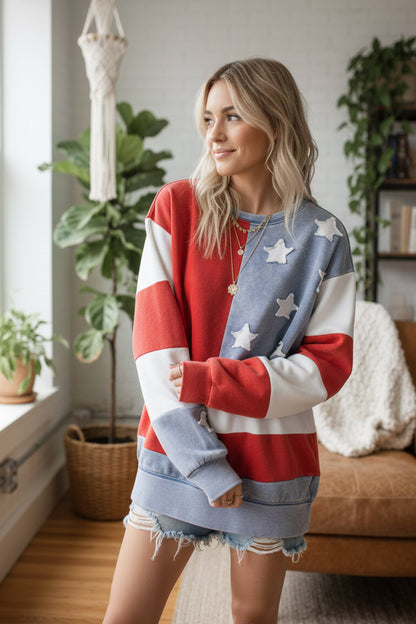 MINERAL WASHED AMERICANA FLAG SWEATSHIRT