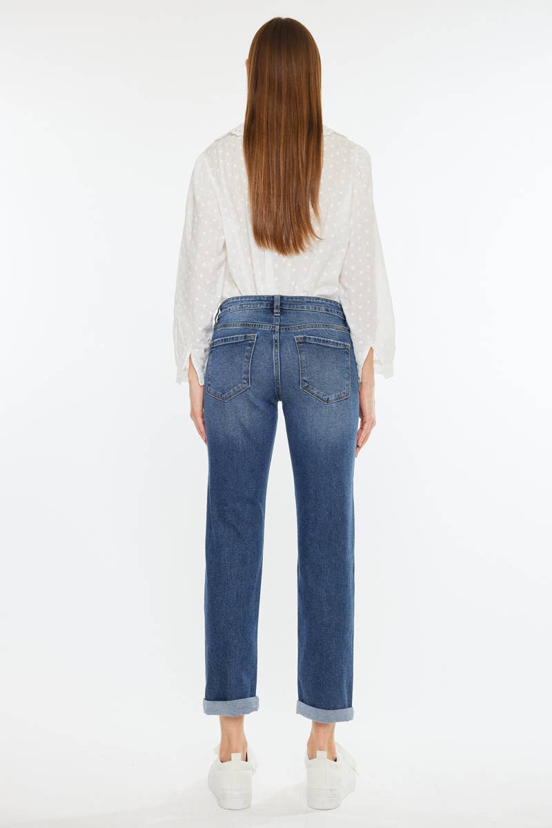 OPEN PACK MID RISE SLIM BOYFRIEND FIT JEANS-KC20055D