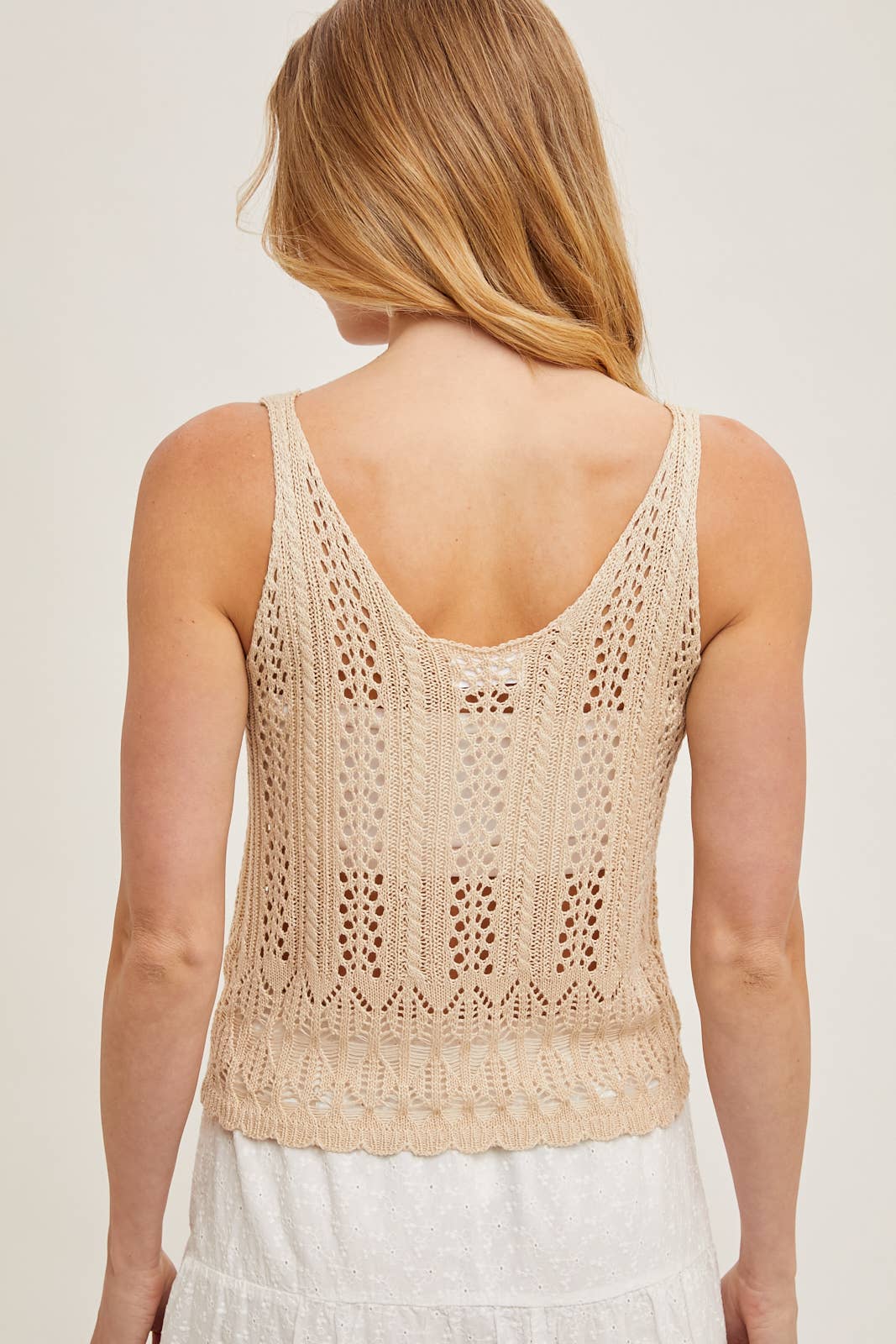 CROCHET SWEATER-KNIT SLEEVELESS TOP