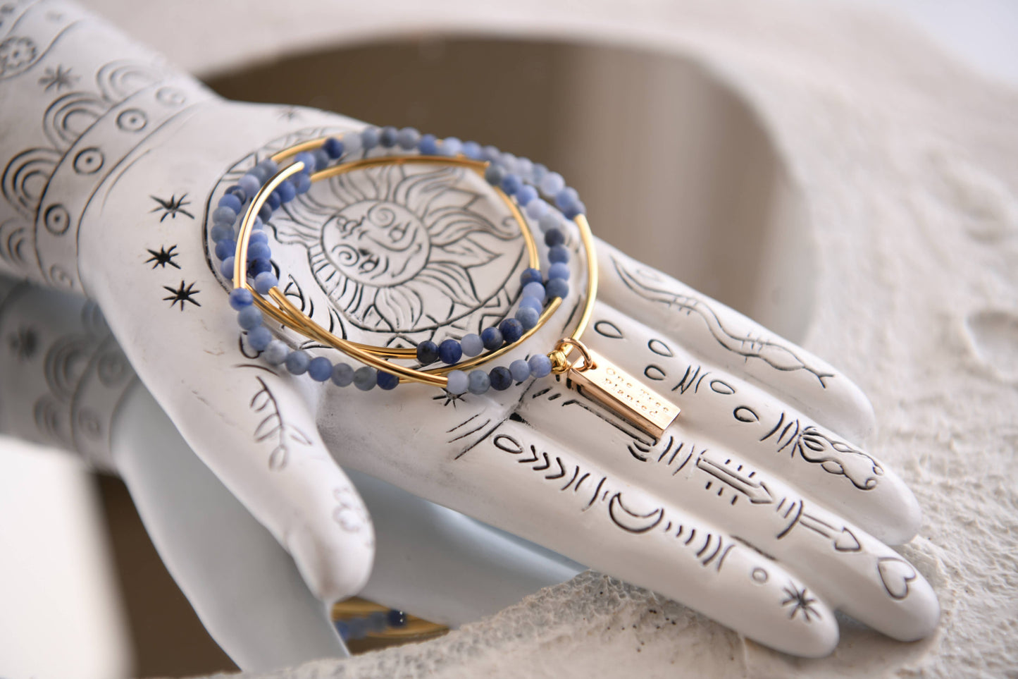 Gemstone and Gold Plated Triple Wrap Bracelets Holiday Gift