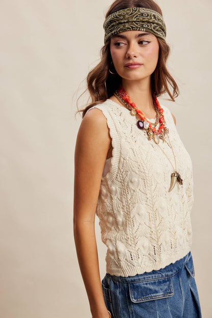 Reversible Pointelle Knit Vest Top LSW1049
