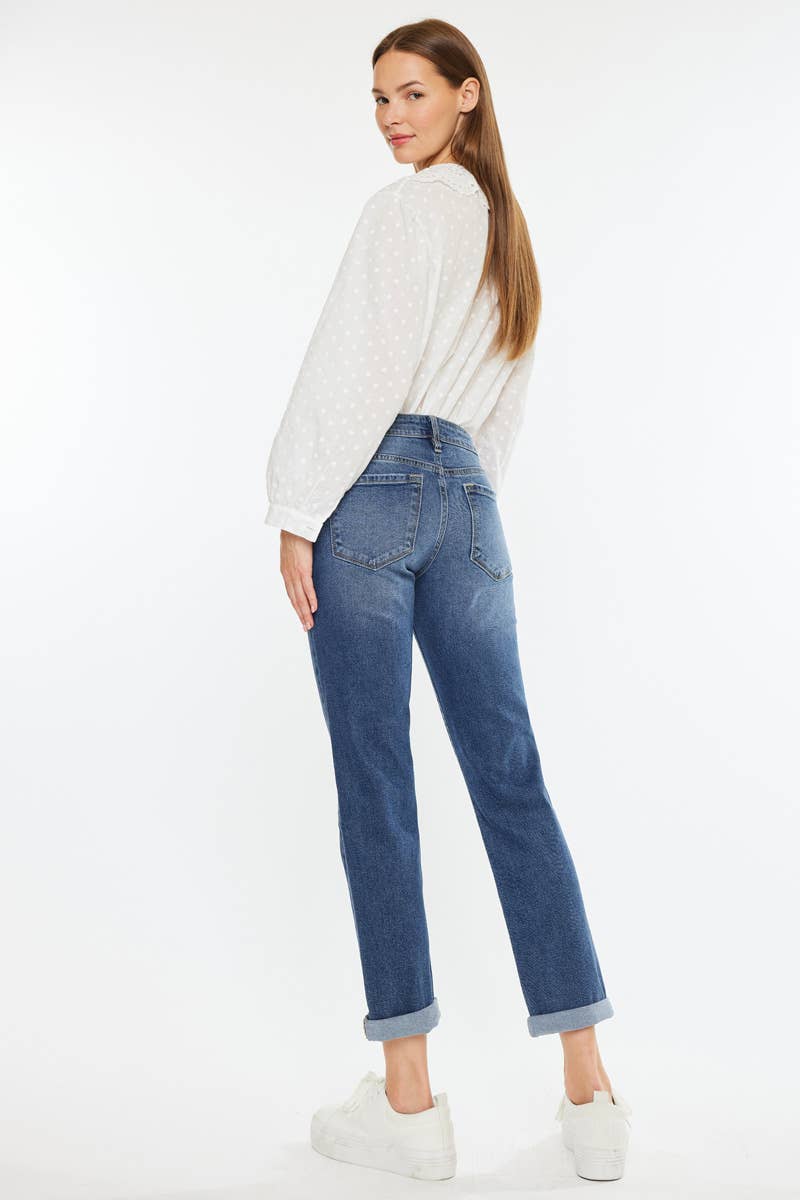OPEN PACK MID RISE SLIM BOYFRIEND FIT JEANS-KC20055D