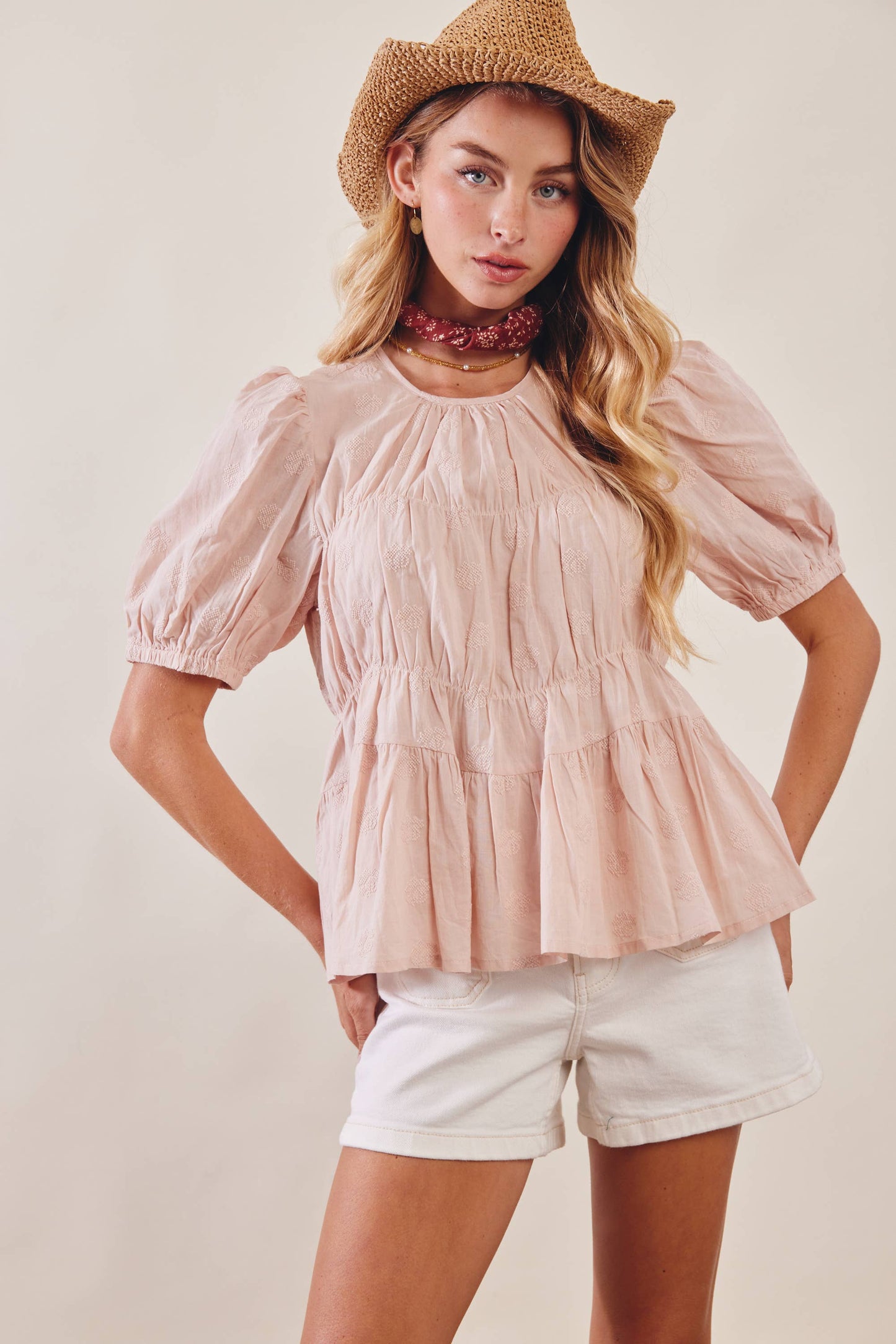 Embroidered Rose Peplum Blouse LT1458
