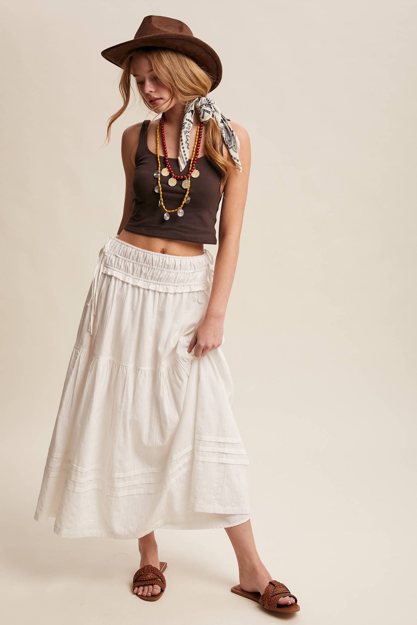 Textured Cotton Maxi Skirt