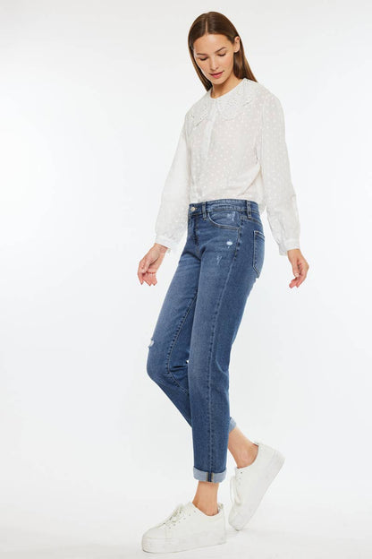 OPEN PACK MID RISE SLIM BOYFRIEND FIT JEANS-KC20055D