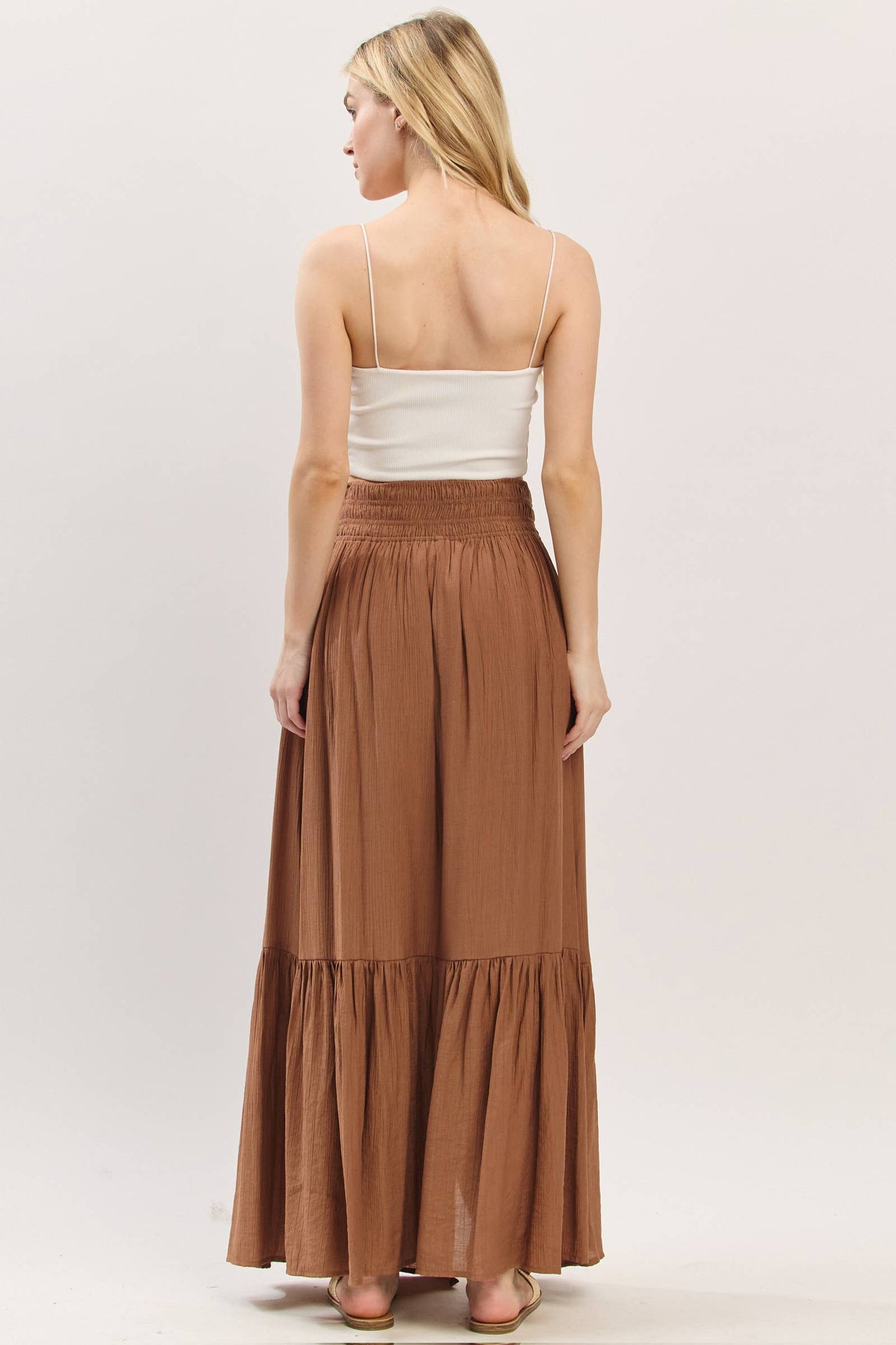 Tiered Center Slit Maxi Skirt - VS3399A