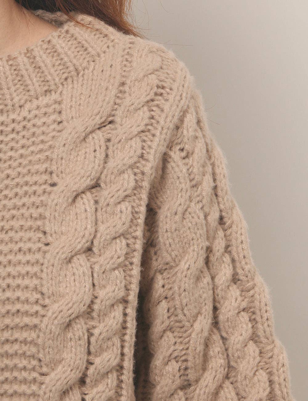 Round Neck Twist Loose Solid Color Sweater