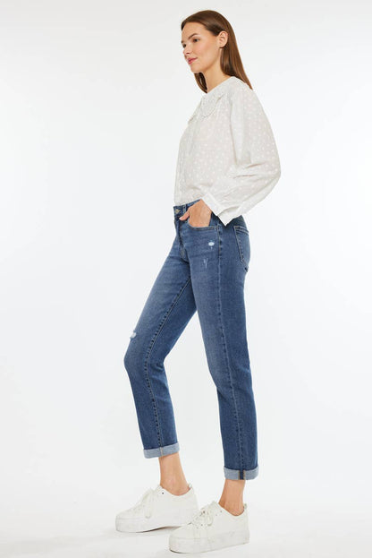 OPEN PACK MID RISE SLIM BOYFRIEND FIT JEANS-KC20055D