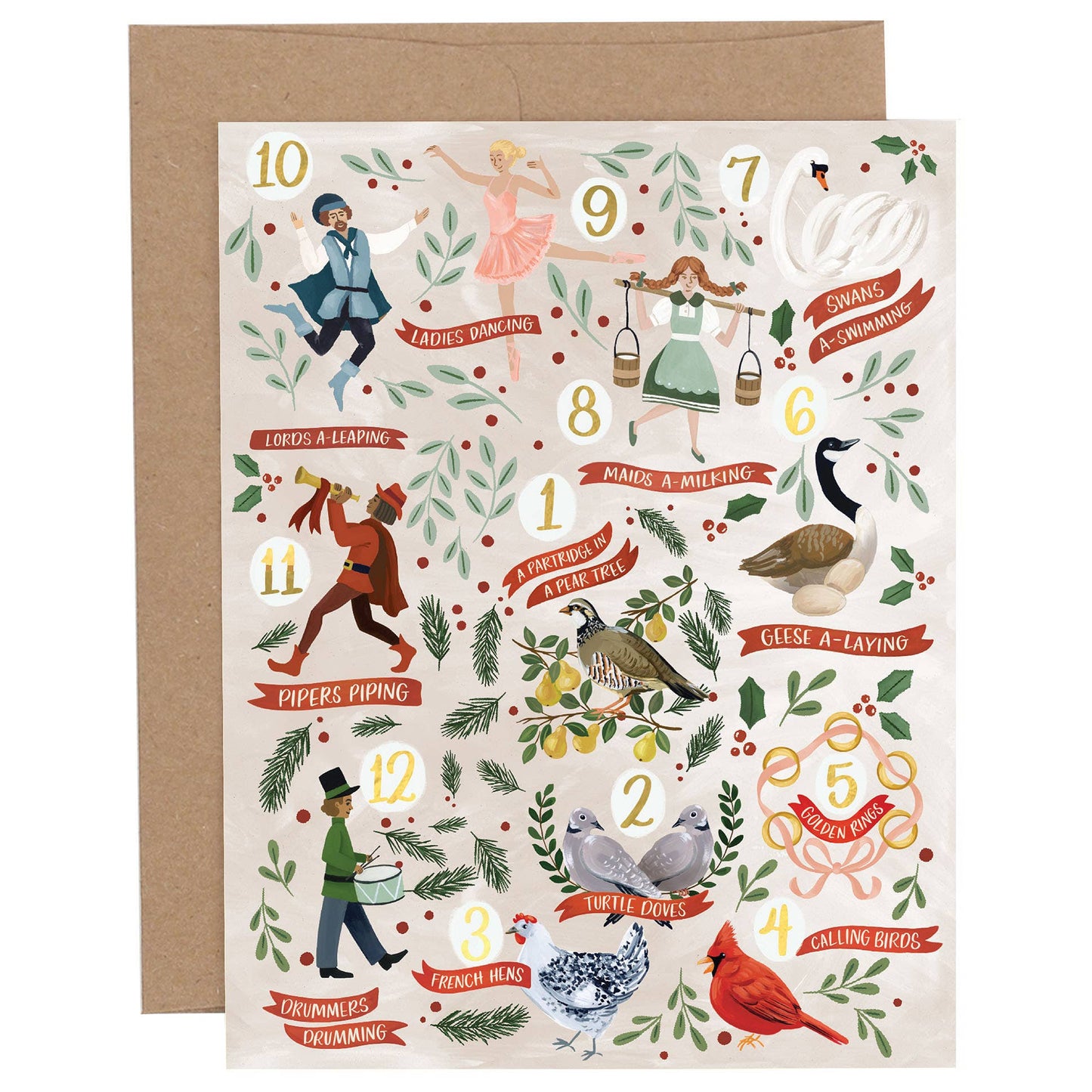 12 Days Of Christmas Holiday Greeting Card