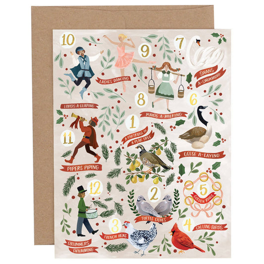 12 Days Of Christmas Holiday Greeting Card