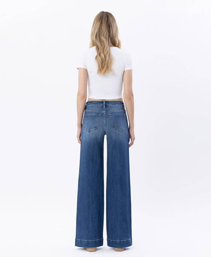 HIGH RISE TROUSER HEM WIDE LEG JEANS LV1753