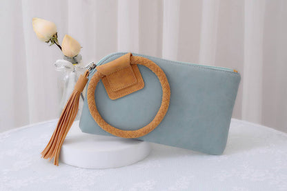 BP204 Fashion Cuff Handle Tassel Wristlet Clutch