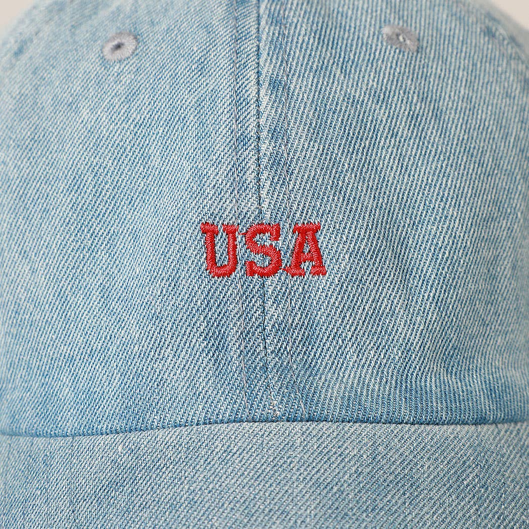 USA Embroidered Denim CottonUSA Embroidered Den Baseball Cap