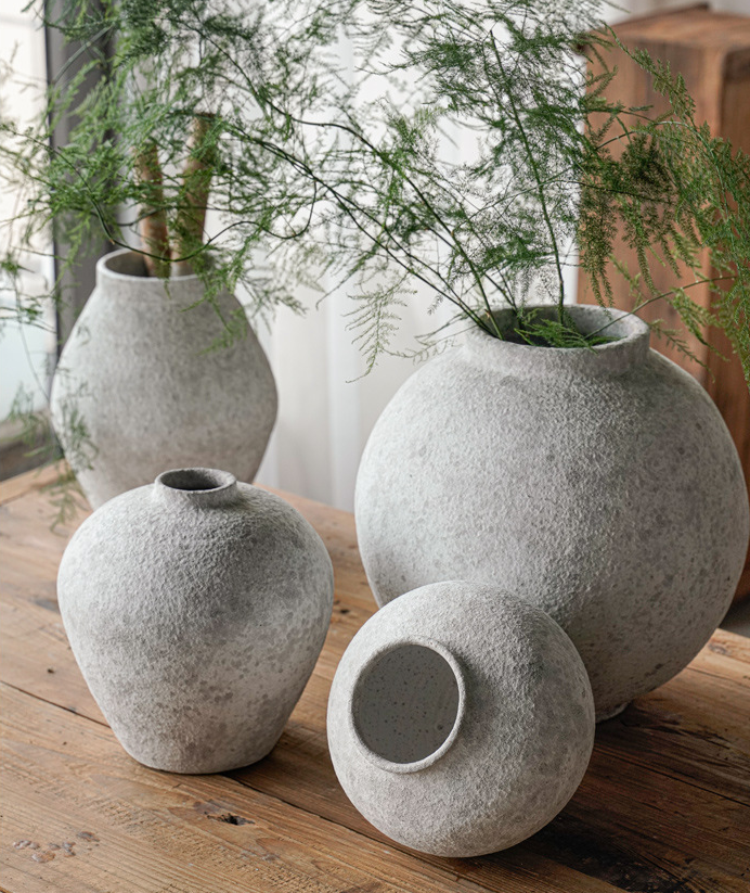 Handmade Terracotta Vase, Pottery Art Pot in Matte White