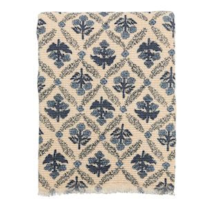 Flower Pattern Blue Throw Blanket