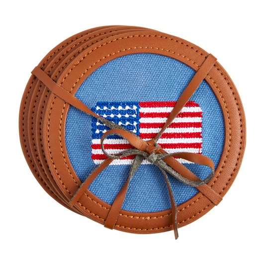 EMBROIDERED FLAG COASTER SET